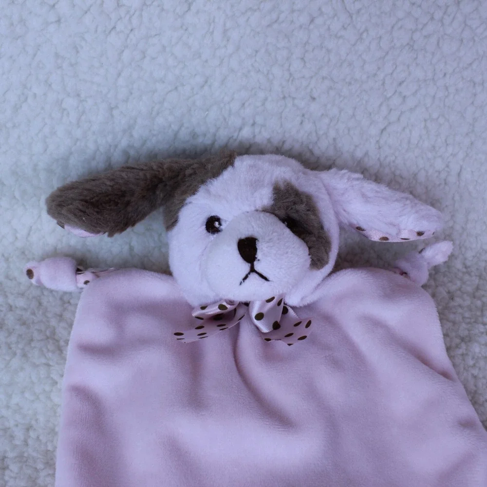 LOVEY PUPPY Dog Bearington Pink Plush‎ SECURITY BLANKET 6.5